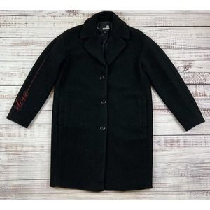 Love Moschino Womens Wool‎ Blend Pea Coat US 6/EU 42 Embroidered Arm Long Jacket